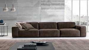 BAZAR 1, Modulares Sofa mit Leder bezogen