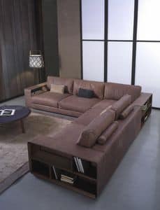 Bobbie, Modulares Sofa, mit Regal auf den Armlehnen