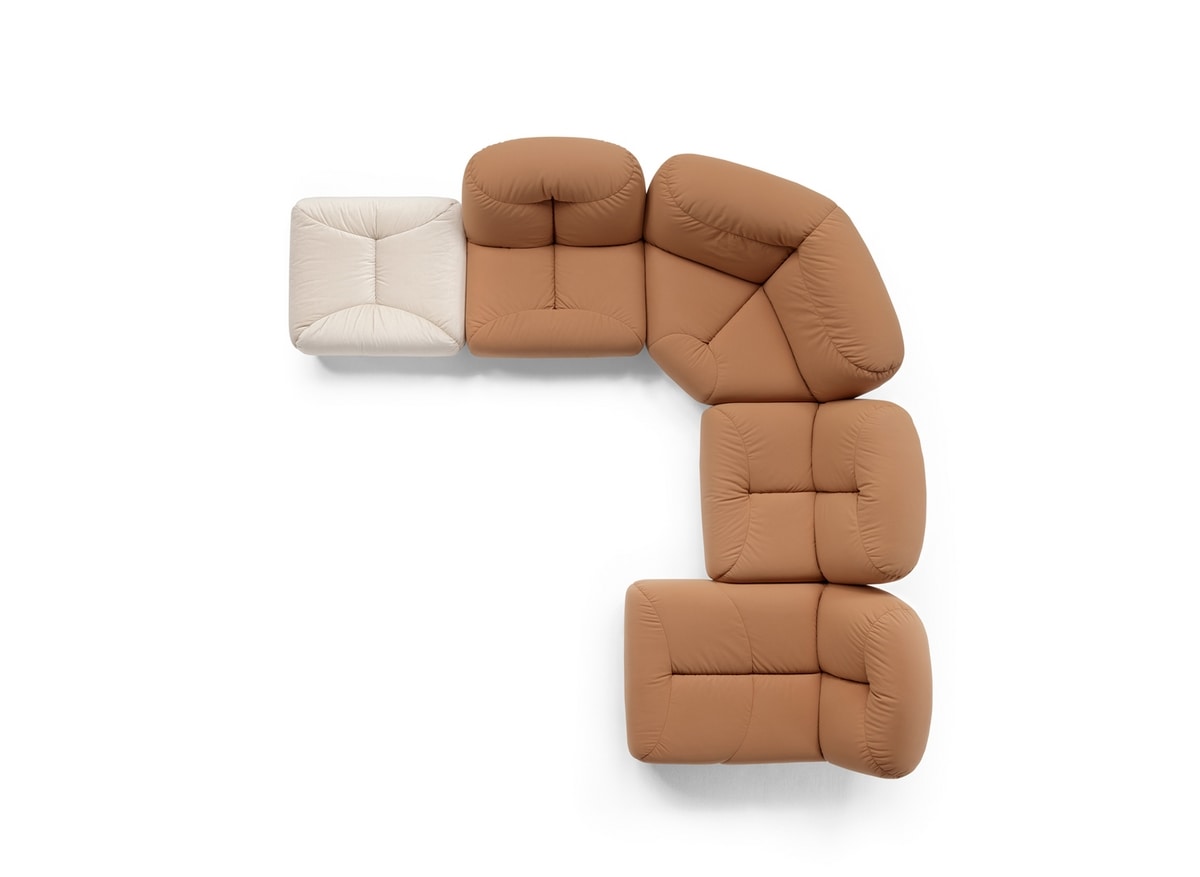 Chicca, Modulares Sofa mit gewundenen und abgerundeten Formen