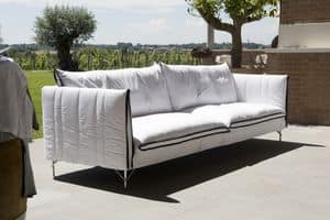 EFF Sofa, Design Sofa, mit Kontrastnhten und Stahlfe