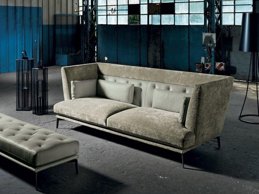 3-Sitzer-Sofa mit gesteppter und quadratischer Rückenlehne