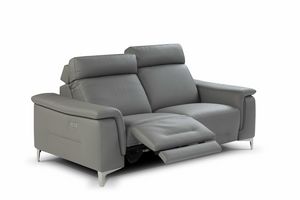 Salento, 2-Sitzer-Sofa aus grauem Leder
