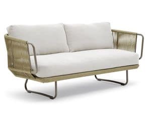 Babylon Sofa, Elegantes Sofa, in Aluminium und Seil, fr den Auenbereich