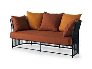 Tibidabo niedrigen Sofa, Sofa in Metall, gewebt, mit Kissen, fr den Auenbereich
