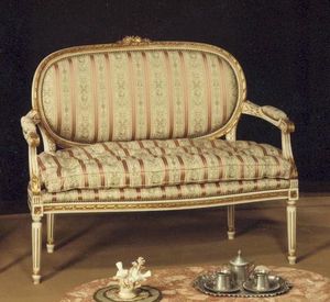 130 SOFA, 2-Sitzer-Sofa, Massivholz, mit Blattgold-Dekorationen