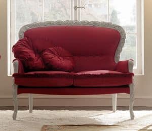 Belvedere 300 Sofa, Eleganten Sofa in handgeschnitzte Holz, mit edlen Stoffen abgedeckt