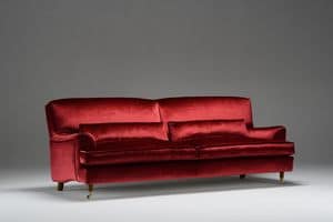 Didone, Sofa in rotem Samt, im klassischen Stil