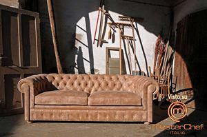 Pozzetto, Klassisches Sofa aus Nubukleder, mit Capitonn