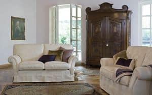 Silvio, Modernes klassisches Sofa mit Stoffbezug