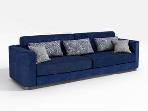 Susan, Sofa gepolstert mit blauem Stoff, modernen Stil