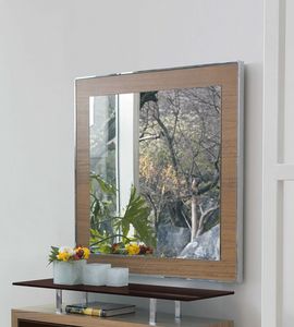 ASSO, Wandspiegel mit Holz- und Stahlrahmen