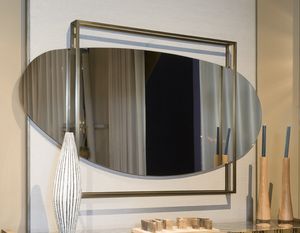 ATENA Spiegel GEA Collection, Abgerundeter Spiegel mit quadratischem Rahmen aus Messing