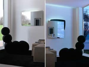 k198 visual bw, Spiegel mit Rückseite mit LED-Beleuchtung