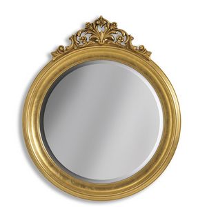 Luxury PASP7220, Runder Spiegel aus Blattgold mit Schnitzerei