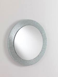 Specchio 01, Runder Spiegel mit Rahmen aus Glas, für moderne Möblierung