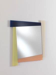 Specchio 03, Quadratischer Spiegel mit farbigen Rahmen