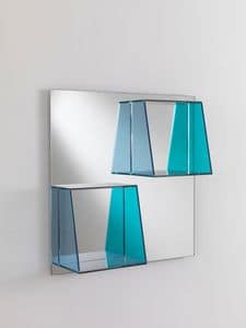 Specchio 04, Quadratischer Spiegel mit Regalen