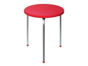 Table Ø 60 cod. 04, Stapelbar Tisch mit drei Beinen aus eloxiertem Aluminium