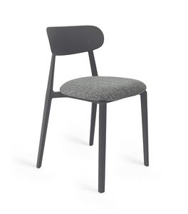 Art. 075 Amelia, Stapelbarer Stuhl aus Polypropylen und gepolsterter Sitzfl�che