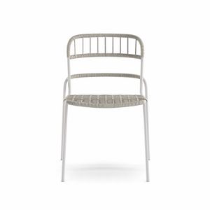 Eau Rouge, Stapelbarer Stuhl aus Metall und nautischem Seil
