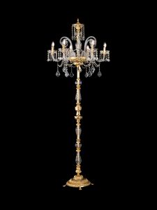 Art. 586/P6, Elegante Stehlampe mit Kristall- und Goldverzierungen