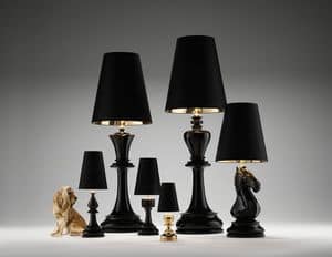 The Chess Lamps, Schreibtisch Keramiklampen mit Stoff Lampenschirm