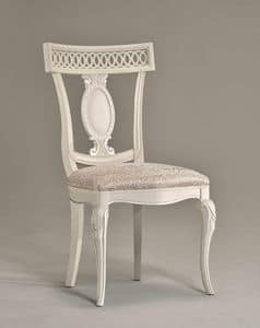 KAREN chair 8283S, Stuhl aus Holz mit Ledersitz, geschnitzt Rckenlehne