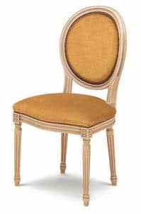 606, Gepolsterter Stuhl aus Buche, ovale Rckenlehne