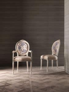 CARLA' stuhl 8662S, Elegante klassische Stuhl mit gepolstertem Sitz und Rckenlehne