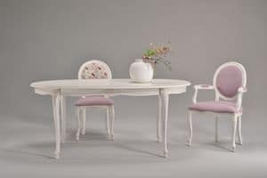 BRIANZOLO Tisch 8498T, Ovalen Tisch dekoriert, in Buche, fr klassische Kchen