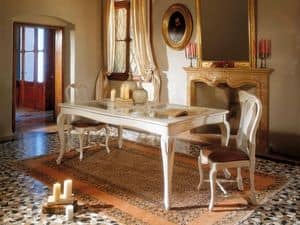 MALENE table 8124T, Gustavian Stil Tisch, Holzkonstruktion und Glasplatte