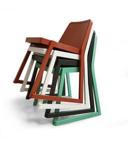 ART. 0040-LE ROXANNE, Elegante stapelbarer Stuhl aus Buchenholz