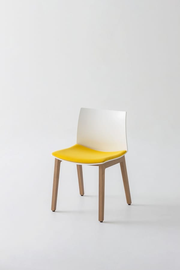 Kanvas 2 BL, Stuhl aus Buchenholz mit großem Sitz