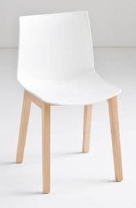 Kanvas BL, Stuhl mit Beinen aus Buche, Technopolymer Schale