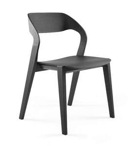 Mixis, Design-Stuhl aus Holz, stapelbar, minimalistisch, für das Hotel