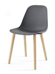 Pola Light R/4W, Designer Stuhl aus Holz und Polyurethan für Esszimmer