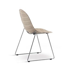 Luna mod. 1314-20, Schlitten-Stuhl mit hoher Design, in der Metall- und Sperrholz