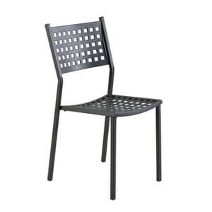 2043, Auen-Stuhl in verzinktem Eisen, perforierte Sitz- und Rcken