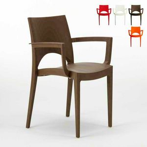 Außenstuhl stapelbar grand soleil Paris Arm – S6614, Kunststoff-Stuhl für Outdoor-Bars und Restaurants