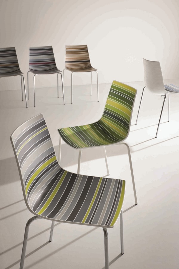 Colorfive NA, Stuhl mit Kunststoffschale mit ausgefallenen Streifen
