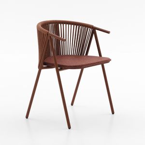 Ester, Outdoor-Stuhl aus Aluminium mit Seilgeflecht