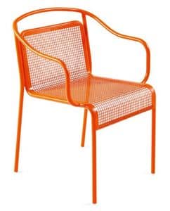 Kenny poltroncina, Stuhl mit Armlehnen aus lackiertem Stahl, fr den Einsatz im Freien,