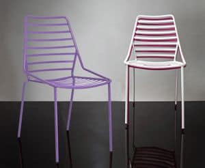 Link, Stapelbare Stuhl aus Metall mit horizontalen Linien zeichnen