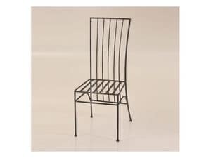 Modern, Schmiedeeisen Stuhl mit rechteckigem Rckenlehne, den Einsatz im Freien
