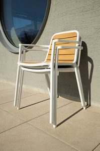 NIDA TEAK, Outdoor-Sessel aus Aluminium und Teakholz