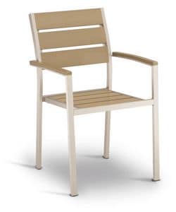 PL 471, Stuhl aus Aluminium und Techno-Holz, Stahl-Effekt