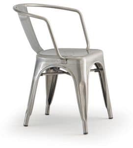 PL 500 / EST, Stapelbarer Stuhl mit Armlehnen, in lackiertem Metall