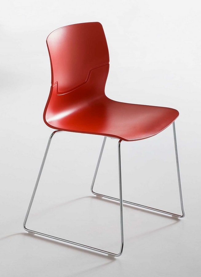 Slot Fill S, Design Stuhl mit Kufen aus verchromtem Metall