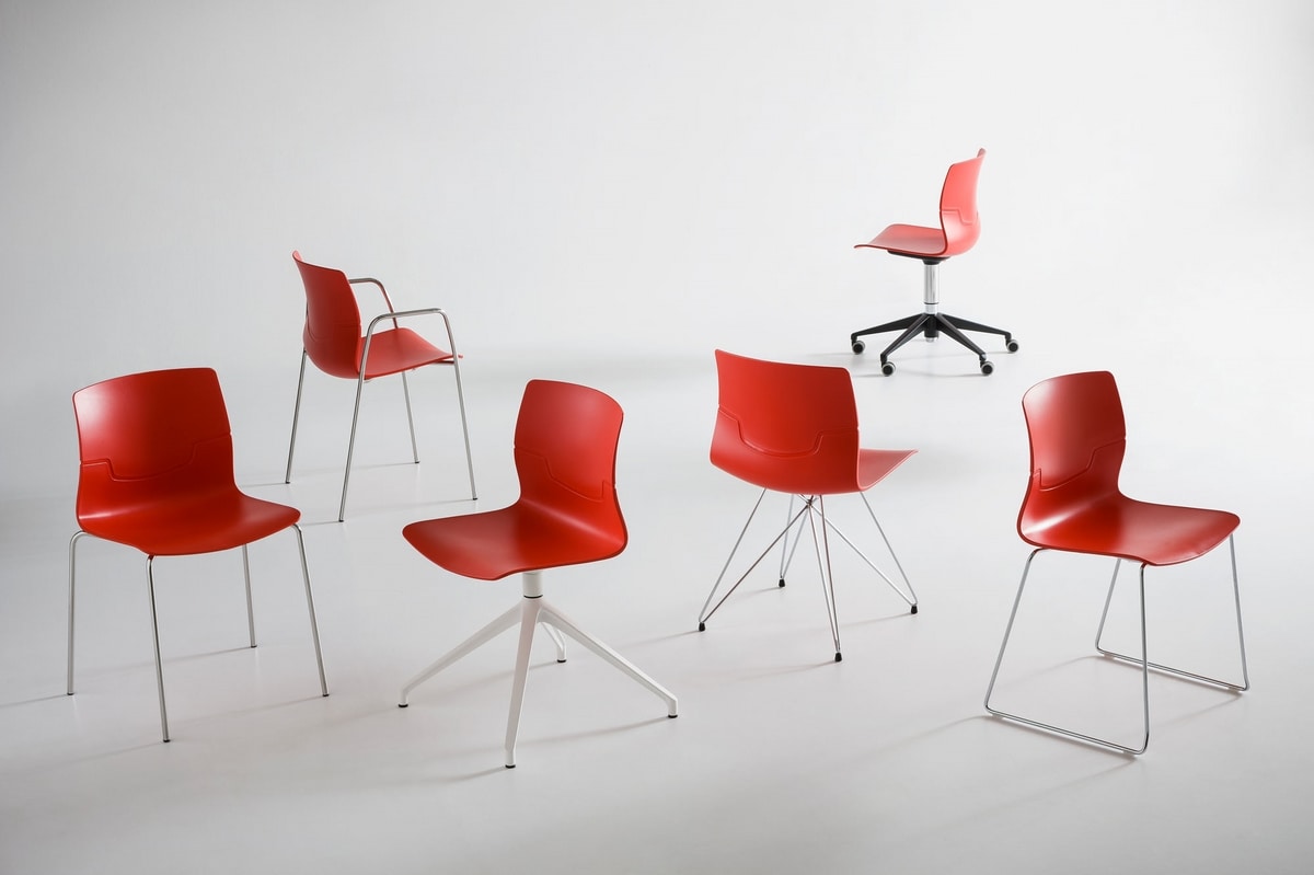 Slot Fill S, Design Stuhl mit Kufen aus verchromtem Metall