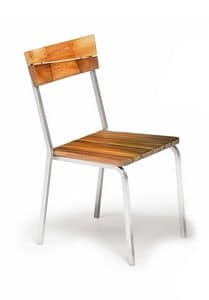Sorrento/s, Auen-Stuhl, Iroko-Holz und Stahl, stapelbar